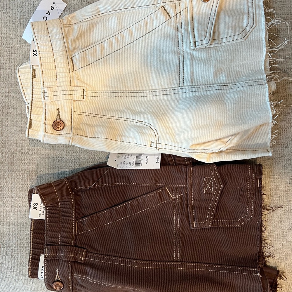 PacSun Cream and Brown Cargo Shorts